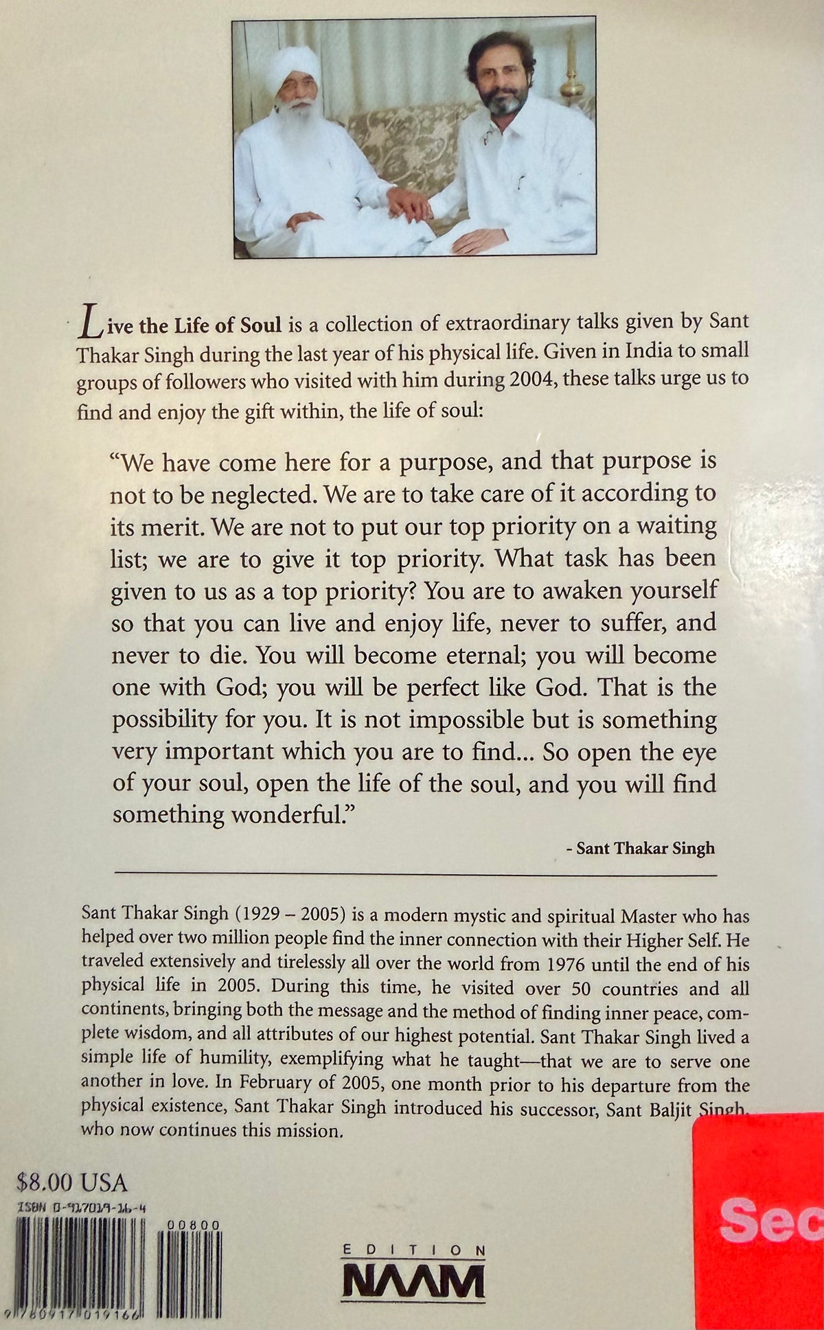 Live the Life of Soul

Sant Thakar Singh